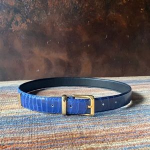Navy faux croc belt